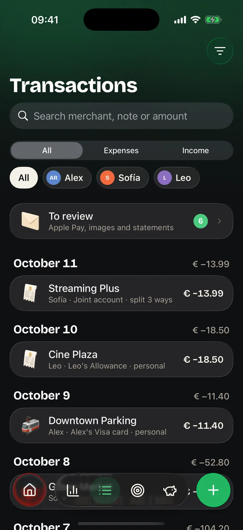 Finances: Transactions