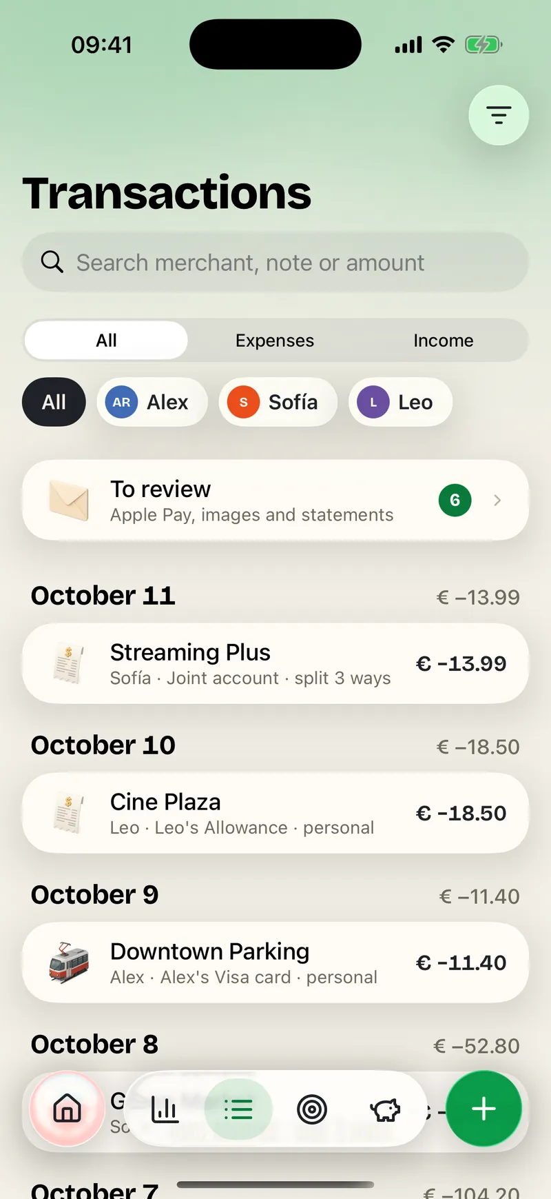 Finances: Transactions