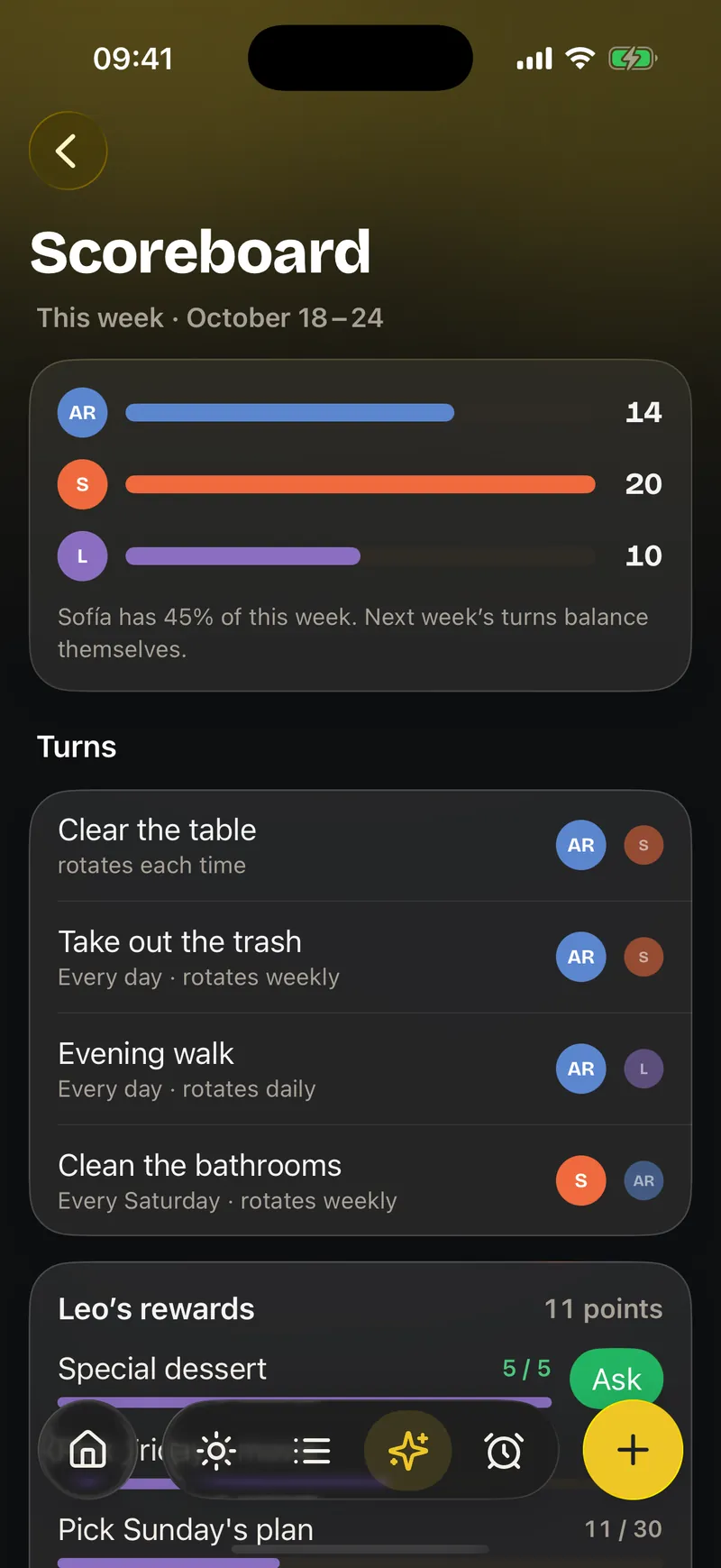 Tasks: Scoreboard and turns