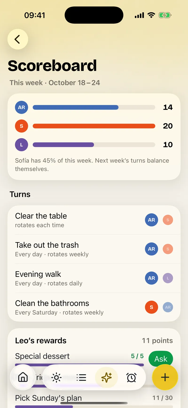 Tasks: Scoreboard and turns